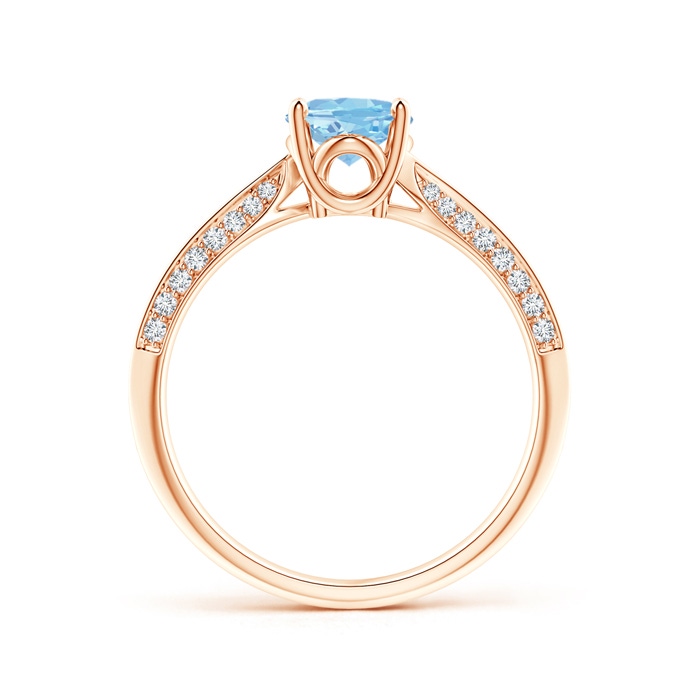 8x6mm AAAA Oval Aquamarine Bypass Ring with Diamond Accents in Rose Gold side-1