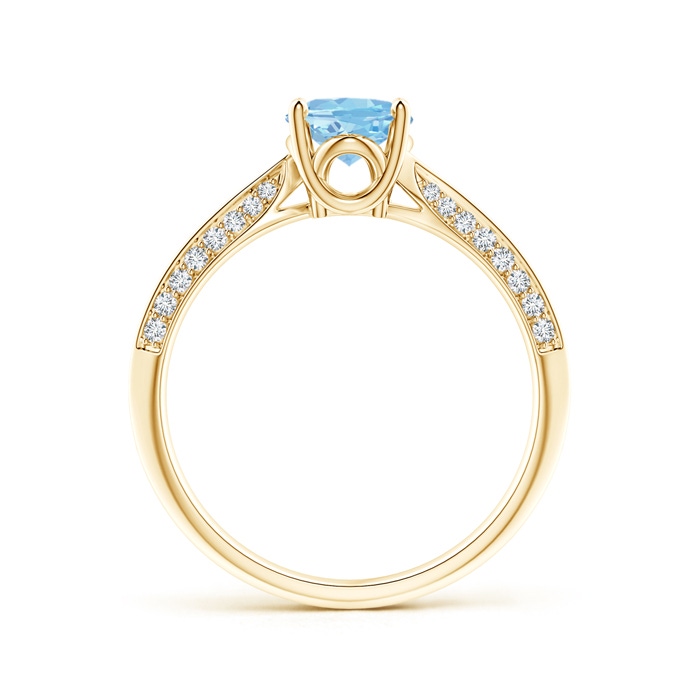 8x6mm AAAA Oval Aquamarine Bypass Ring with Diamond Accents in Yellow Gold side-1