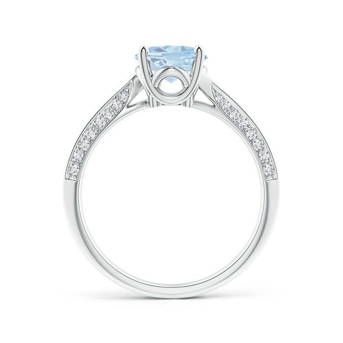 9x7mm A Oval Aquamarine Bypass Ring with Diamond Accents in 9K White Gold product image