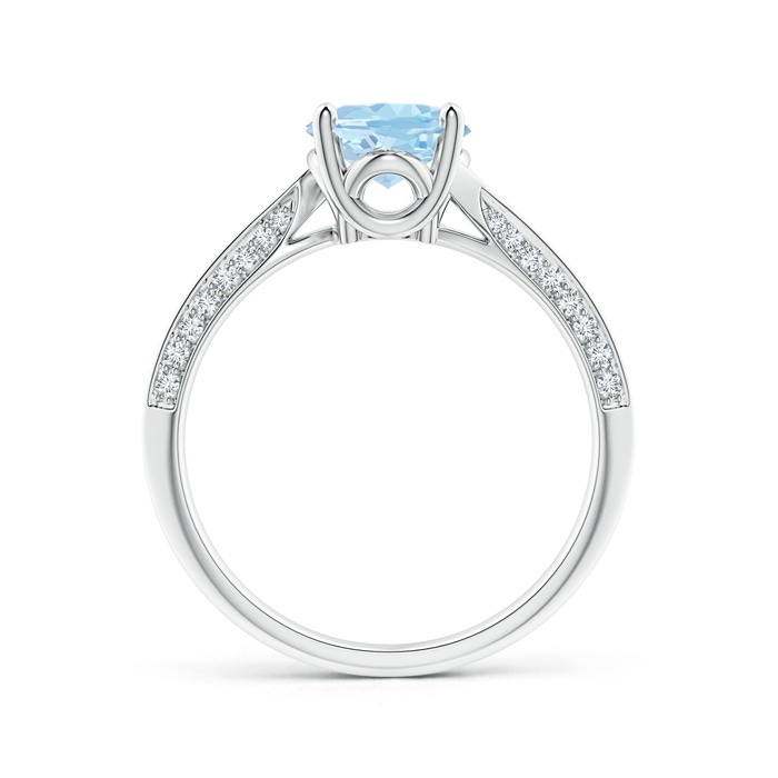 9x7mm AAA Oval Aquamarine Bypass Ring with Diamond Accents in White Gold side-1