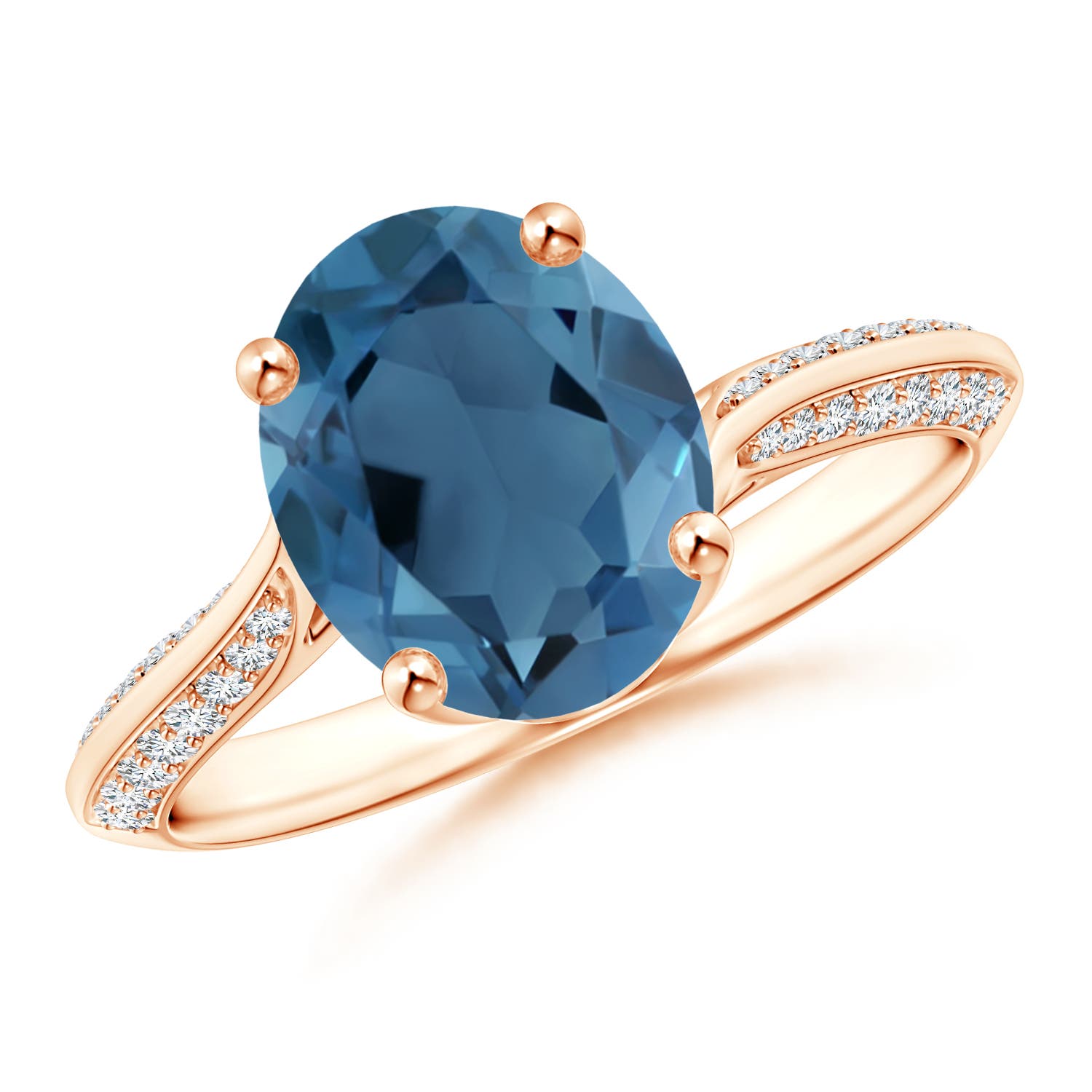 A - London Blue Topaz / 3.47 CT / 14 KT Rose Gold