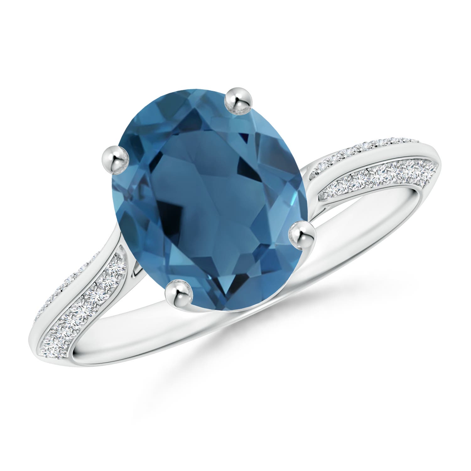 A - London Blue Topaz / 3.47 CT / 14 KT White Gold