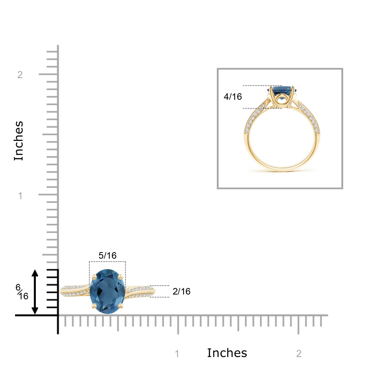 A - London Blue Topaz / 3.47 CT / 14 KT Yellow Gold