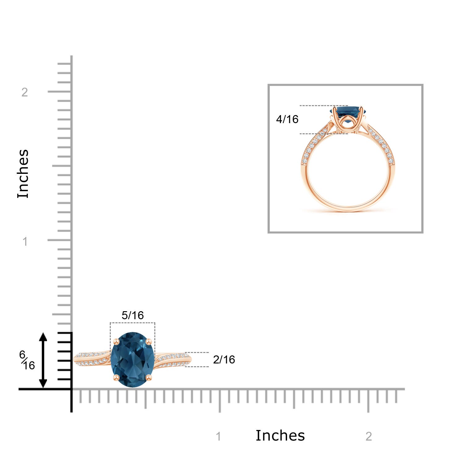 AA - London Blue Topaz / 3.47 CT / 14 KT Rose Gold