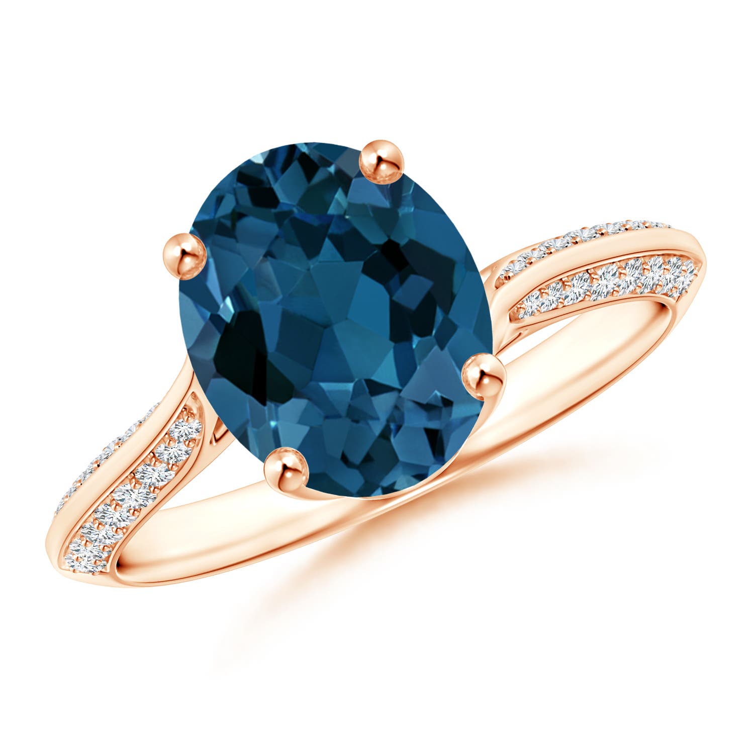 AAA - London Blue Topaz / 3.47 CT / 14 KT Rose Gold