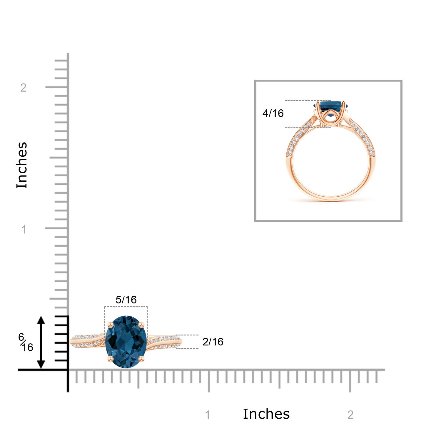 AAA - London Blue Topaz / 3.47 CT / 14 KT Rose Gold