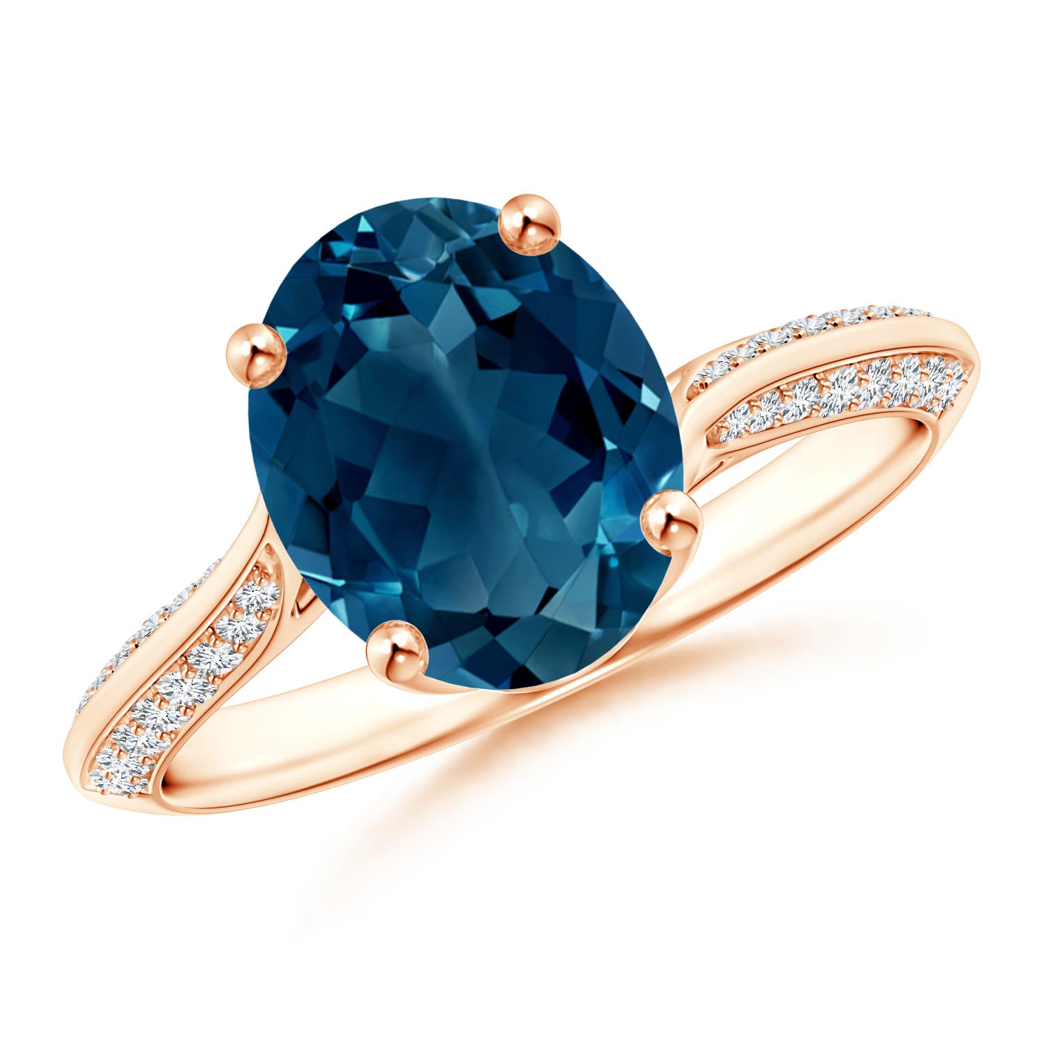 AAAA - London Blue Topaz / 3.47 CT / 14 KT Rose Gold