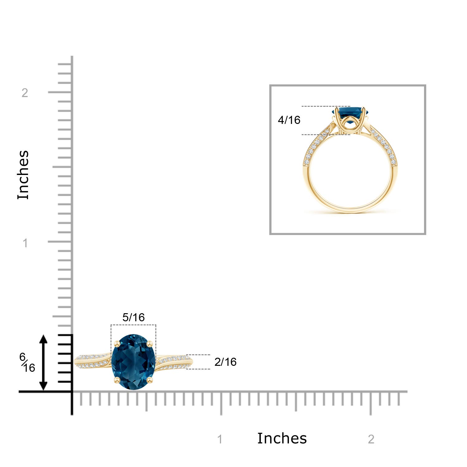 AAAA - London Blue Topaz / 3.47 CT / 14 KT Yellow Gold