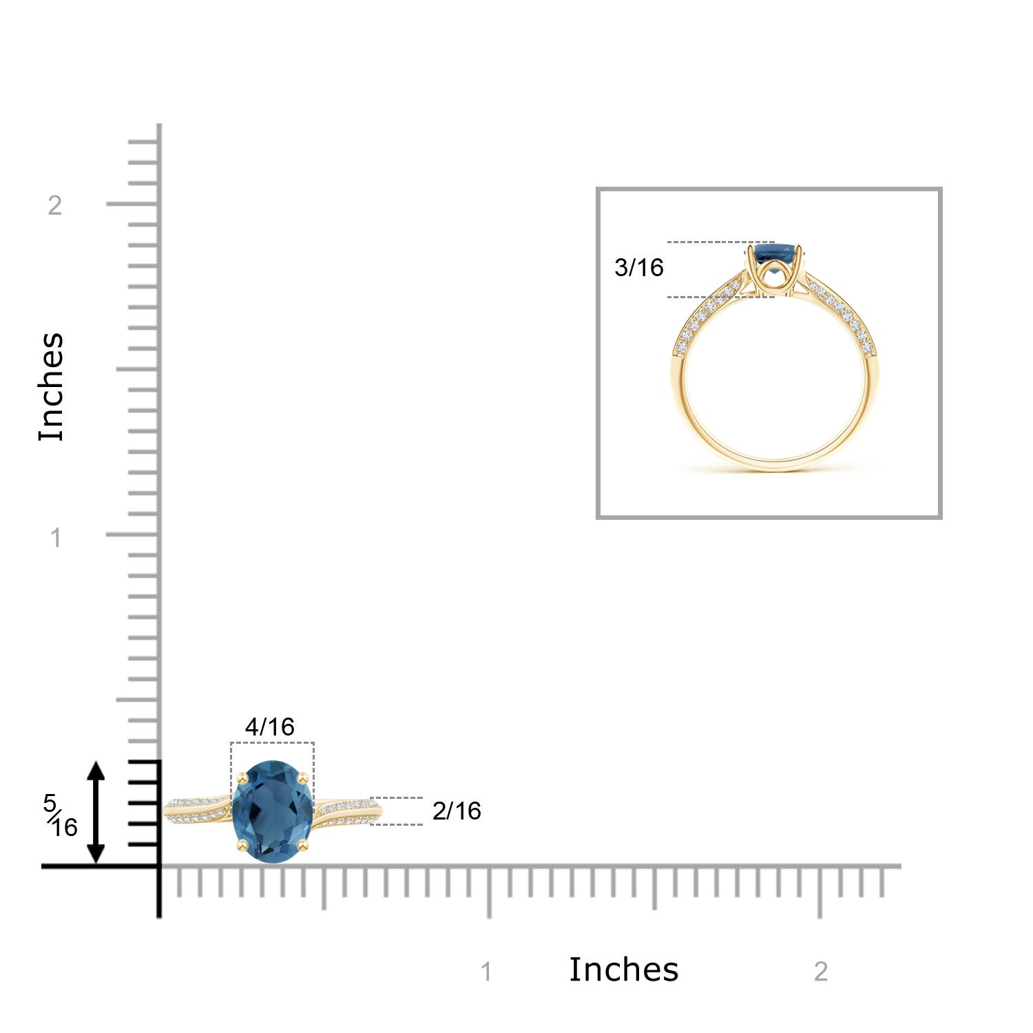 A - London Blue Topaz / 1.72 CT / 14 KT Yellow Gold