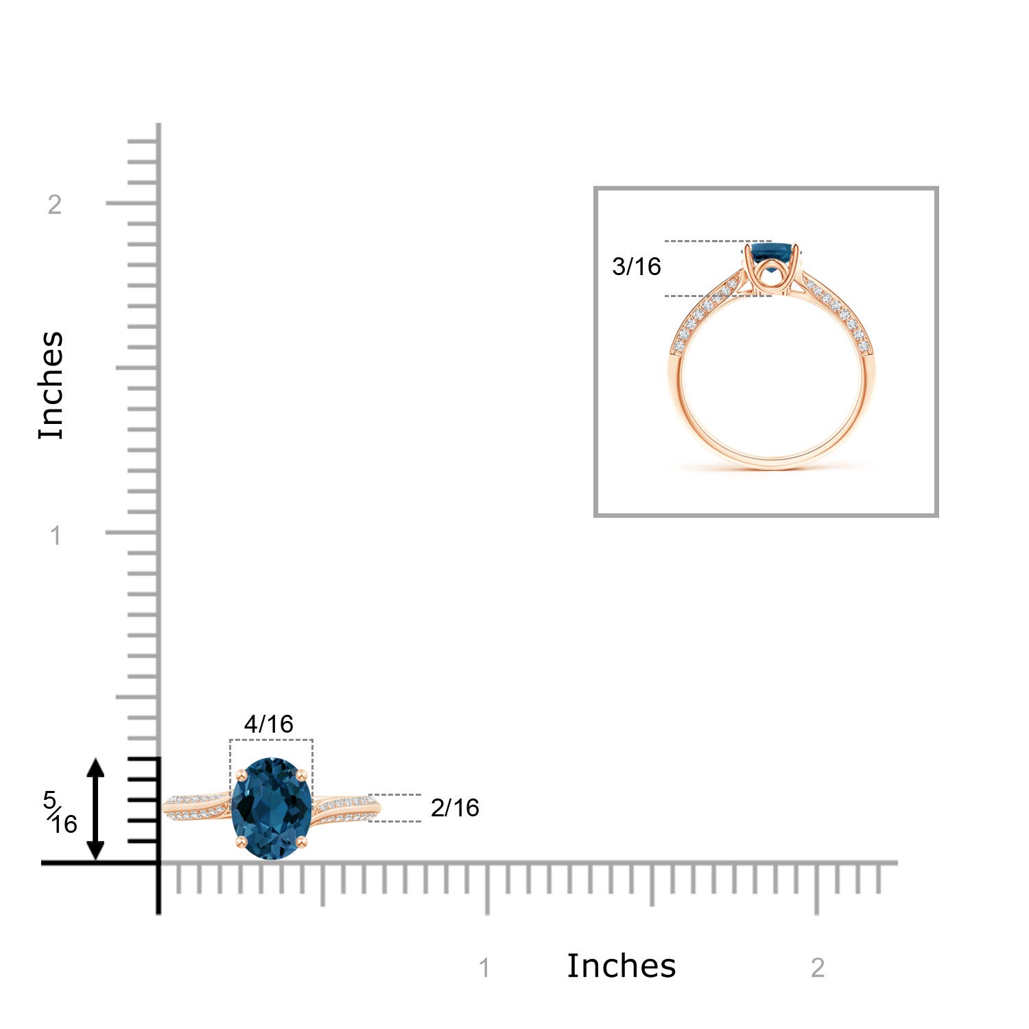 AAA - London Blue Topaz / 1.72 CT / 14 KT Rose Gold