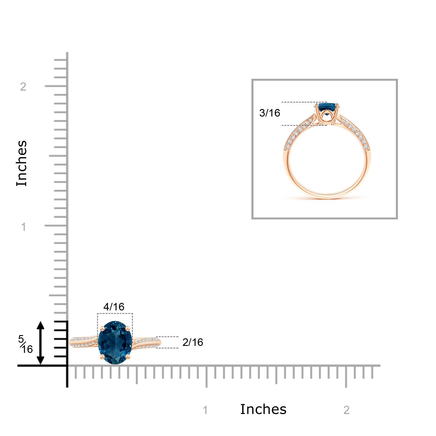 AAAA - London Blue Topaz / 1.72 CT / 14 KT Rose Gold