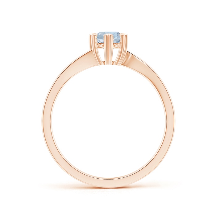 5mm A Heart Prong-Set Round Aquamarine Solitaire Ring in Rose Gold side-1