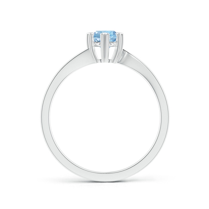 5mm AAA Heart Prong-Set Round Aquamarine Solitaire Ring in P950 Platinum side-1