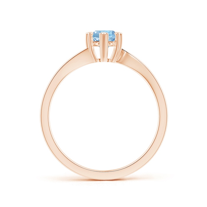 5mm AAA Heart Prong-Set Round Aquamarine Solitaire Ring in Rose Gold side-1