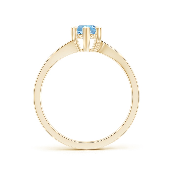 5mm AAAA Heart Prong-Set Round Aquamarine Solitaire Ring in Yellow Gold side-1