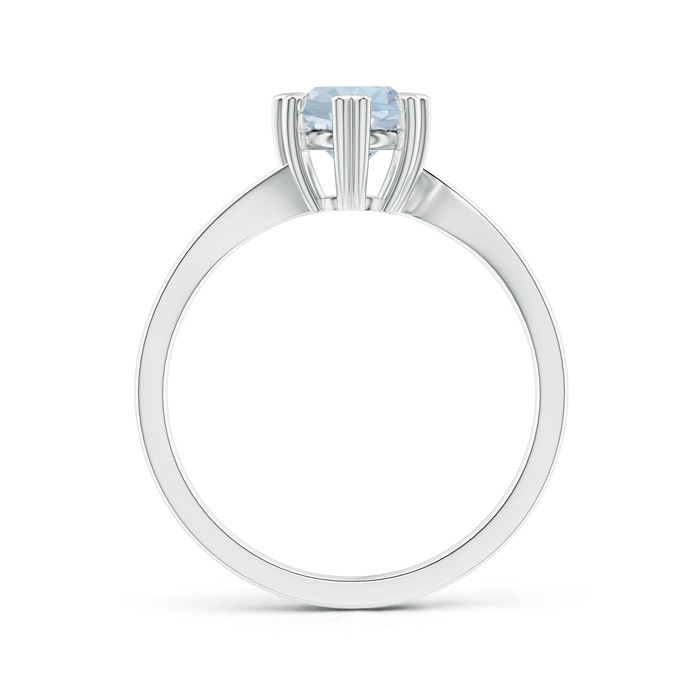 6mm A Heart Prong-Set Round Aquamarine Solitaire Ring in White Gold side-1