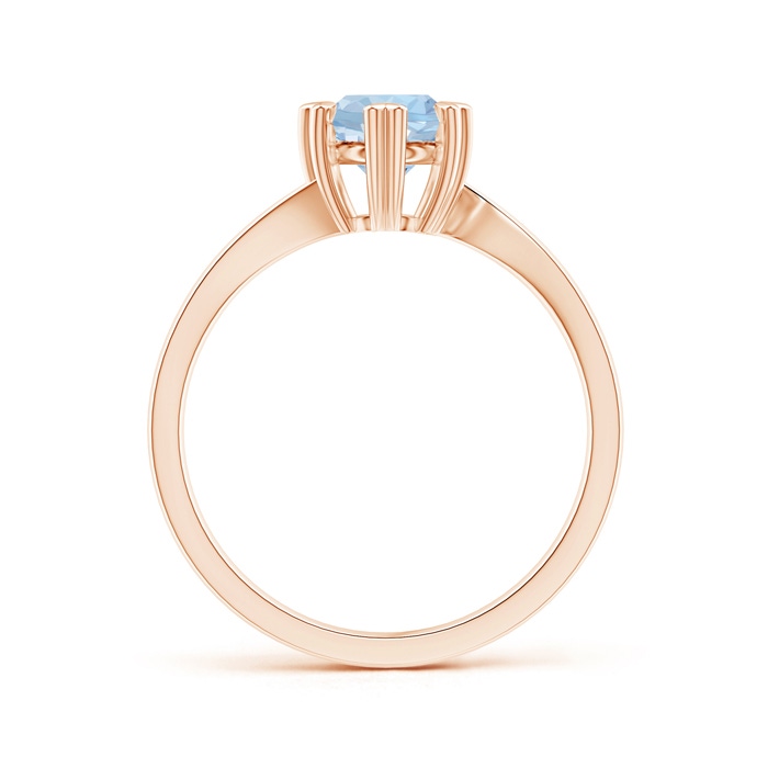 6mm AA Heart Prong-Set Round Aquamarine Solitaire Ring in Rose Gold side-1