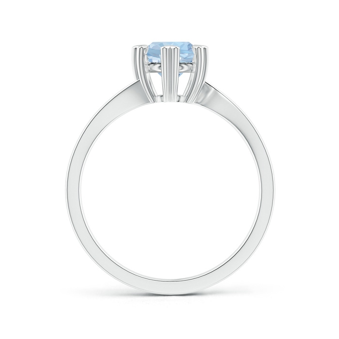 6mm AA Heart Prong-Set Round Aquamarine Solitaire Ring in White Gold side-1