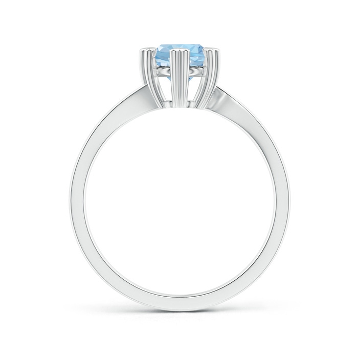 6mm AAA Heart Prong-Set Round Aquamarine Solitaire Ring in P950 Platinum side-1