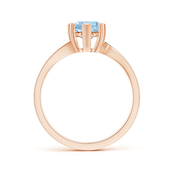 6mm AAA Heart Prong-Set Round Aquamarine Solitaire Ring in Rose Gold side-1