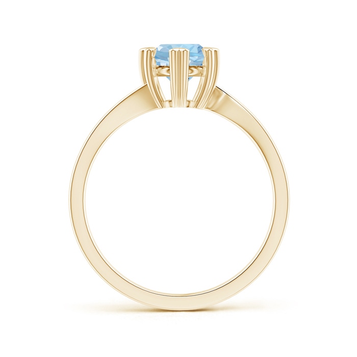 6mm AAA Heart Prong-Set Round Aquamarine Solitaire Ring in Yellow Gold side-1