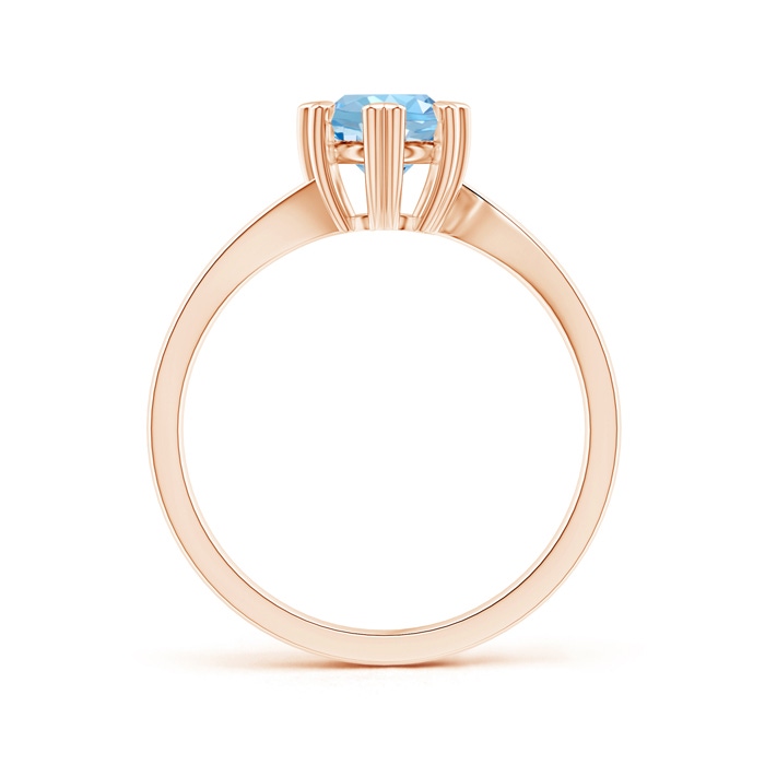 6mm AAAA Heart Prong-Set Round Aquamarine Solitaire Ring in Rose Gold side-1