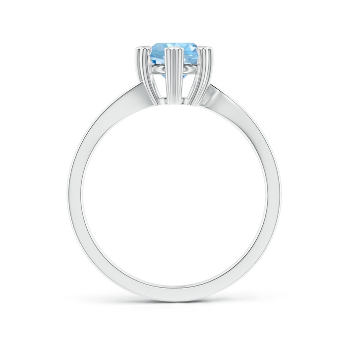 6mm AAAA Heart Prong-Set Round Aquamarine Solitaire Ring in White Gold side-1