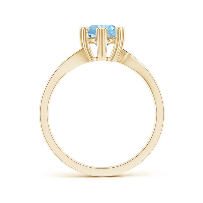 6mm AAAA Heart Prong-Set Round Aquamarine Solitaire Ring in Yellow Gold side-1