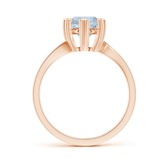 7mm A Heart Prong-Set Round Aquamarine Solitaire Ring in Rose Gold side-1
