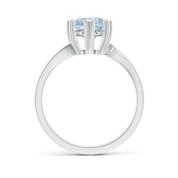 7mm A Heart Prong-Set Round Aquamarine Solitaire Ring in White Gold side-1