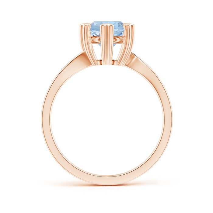 7mm AA Heart Prong-Set Round Aquamarine Solitaire Ring in Rose Gold side-1