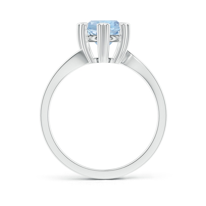 7mm AA Heart Prong-Set Round Aquamarine Solitaire Ring in White Gold side-1