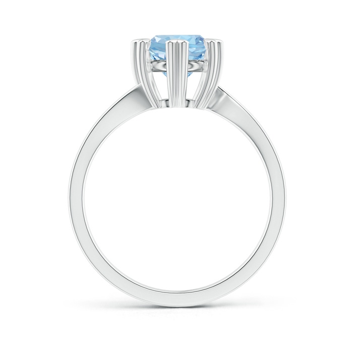 7mm AAA Heart Prong-Set Round Aquamarine Solitaire Ring in P950 Platinum side-1