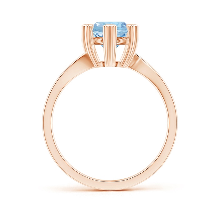 7mm AAA Heart Prong-Set Round Aquamarine Solitaire Ring in Rose Gold side-1