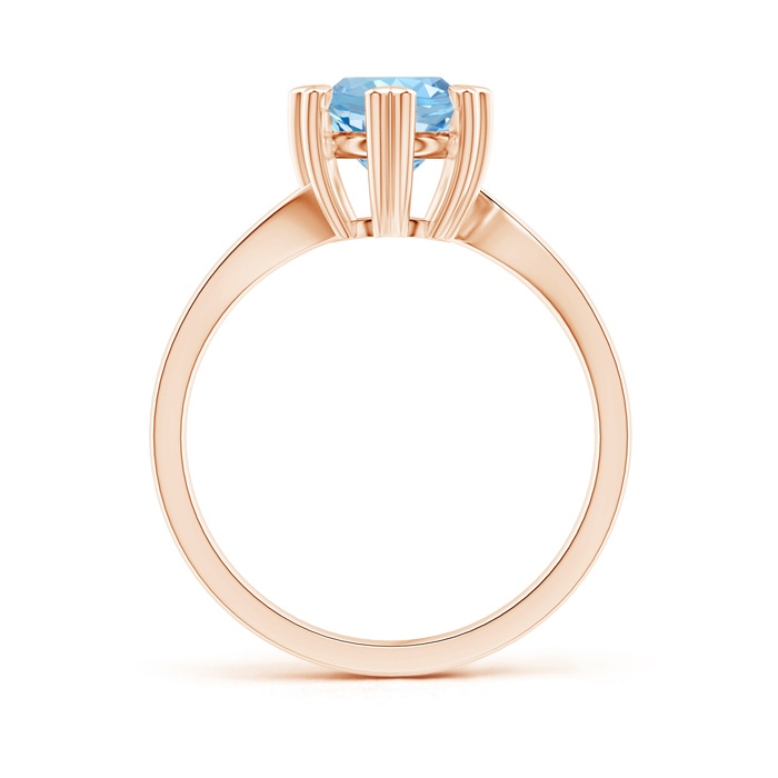 7mm AAAA Heart Prong-Set Round Aquamarine Solitaire Ring in Rose Gold side-1