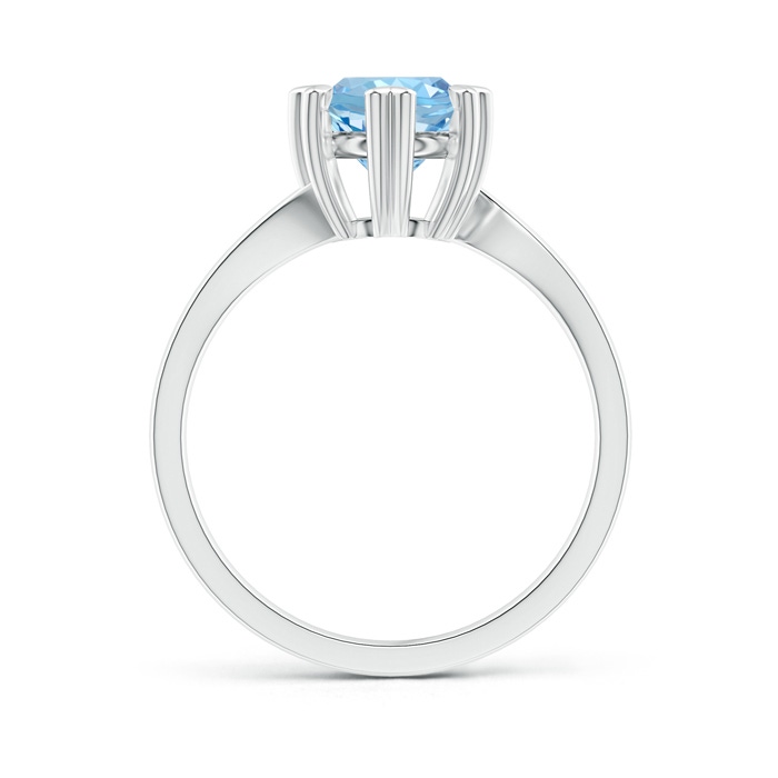 7mm AAAA Heart Prong-Set Round Aquamarine Solitaire Ring in White Gold side-1
