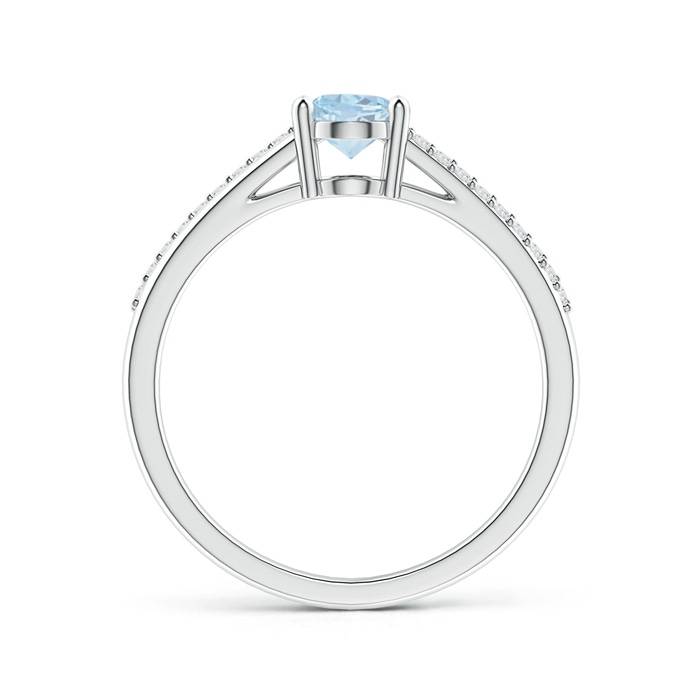 7x5mm A Oval Aquamarine Split Shank Ring with Diamond Accents in White Gold product image