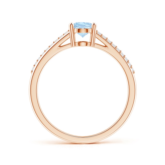 7x5mm AA Oval Aquamarine Split Shank Ring with Diamond Accents in Rose Gold product image