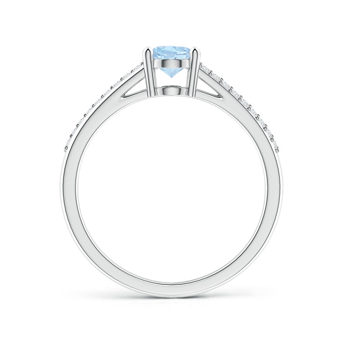 7x5mm AA Oval Aquamarine Split Shank Ring with Diamond Accents in White Gold product image