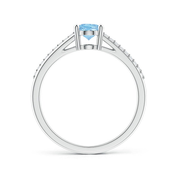 7x5mm AAAA Oval Aquamarine Split Shank Ring with Diamond Accents in P950 Platinum product image