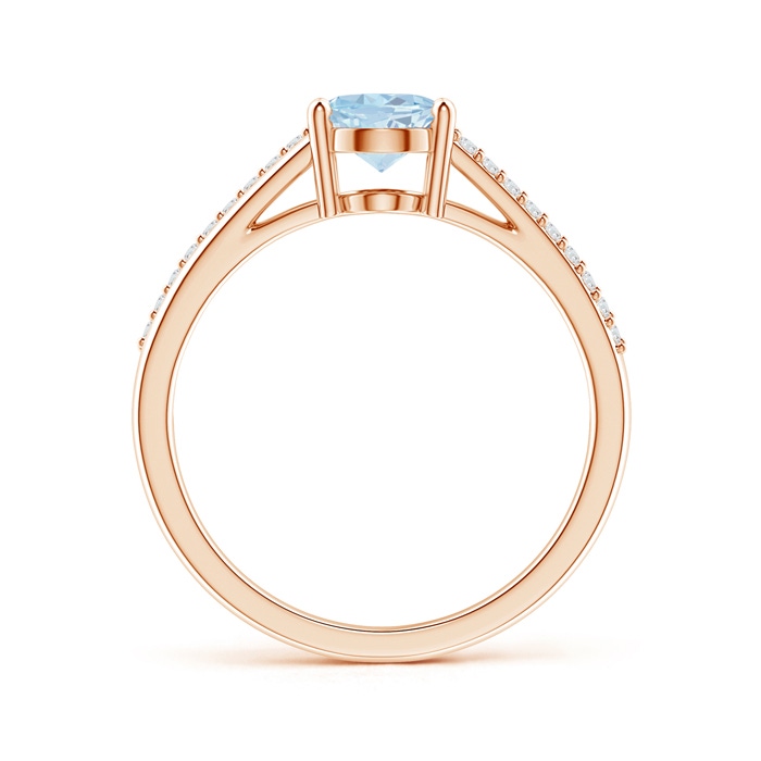 8x6mm A Oval Aquamarine Split Shank Ring with Diamond Accents in Rose Gold product image
