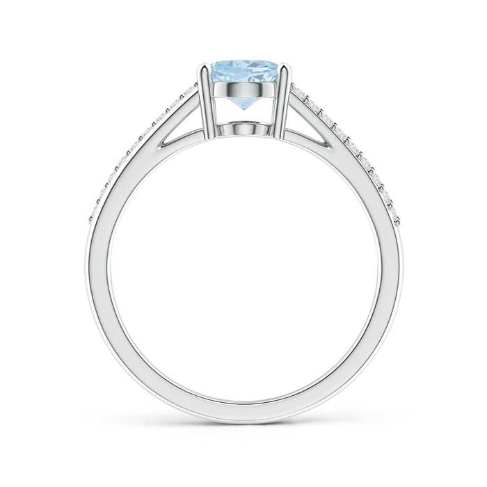 8x6mm A Oval Aquamarine Split Shank Ring with Diamond Accents in White Gold product image