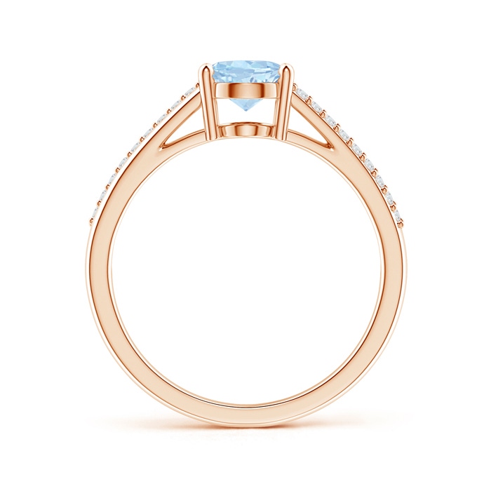 8x6mm AA Oval Aquamarine Split Shank Ring with Diamond Accents in Rose Gold product image