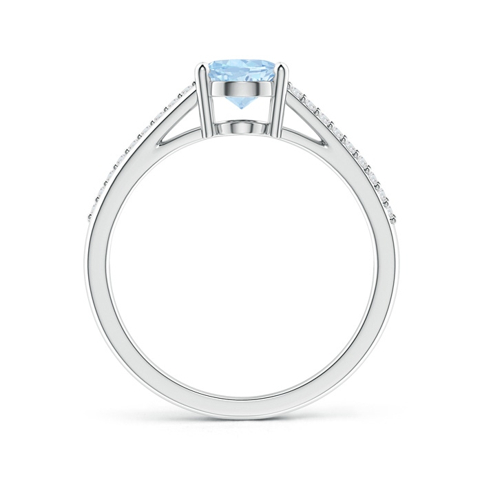 8x6mm AA Oval Aquamarine Split Shank Ring with Diamond Accents in White Gold product image
