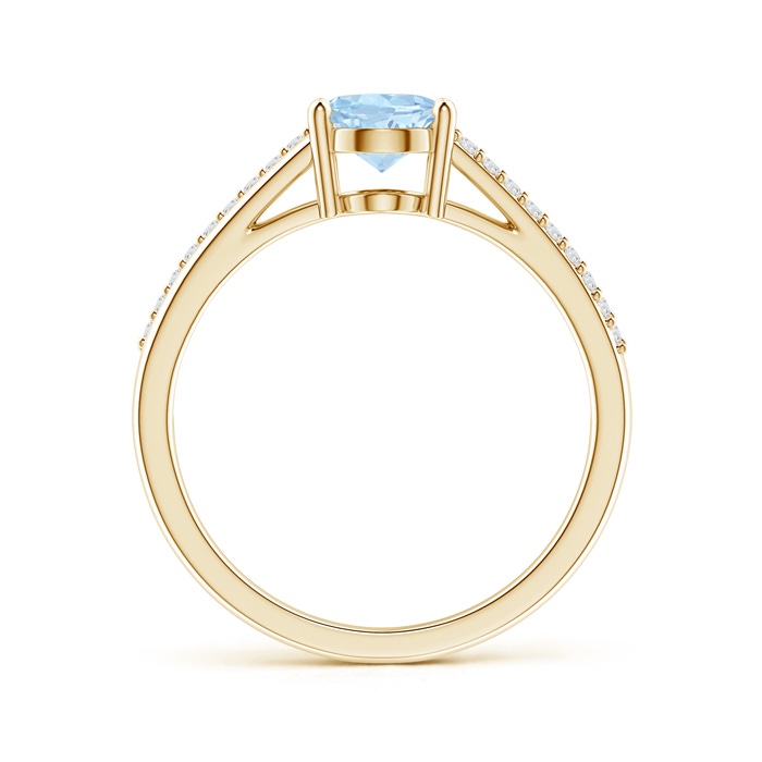 8x6mm AA Oval Aquamarine Split Shank Ring with Diamond Accents in Yellow Gold product image