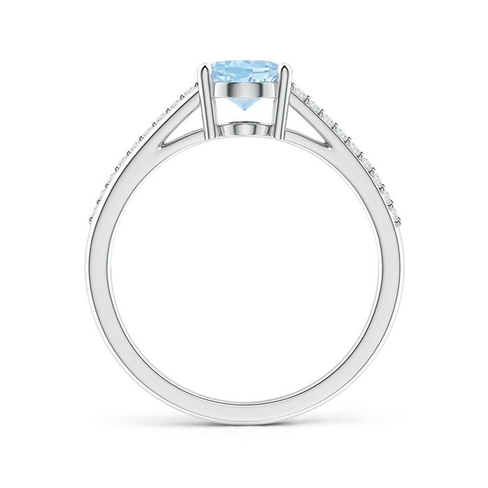 8x6mm AAA Oval Aquamarine Split Shank Ring with Diamond Accents in White Gold Product Image