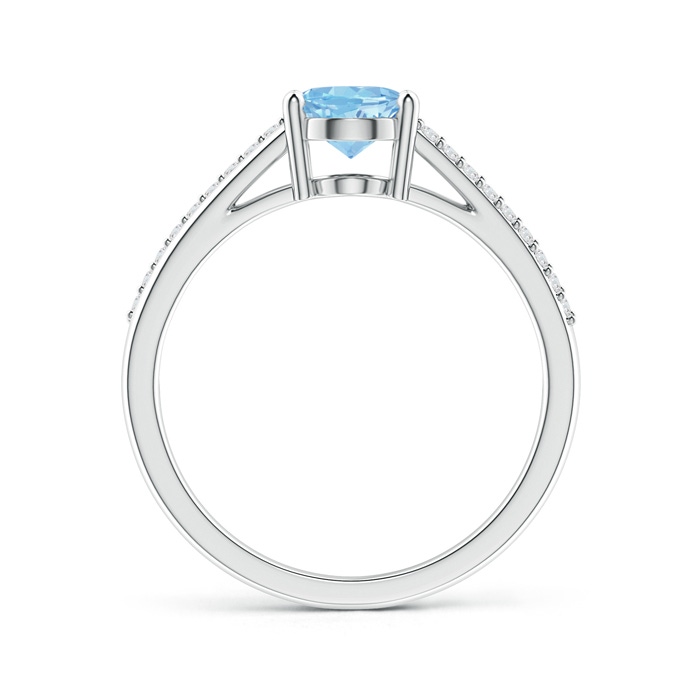 8x6mm AAAA Oval Aquamarine Split Shank Ring with Diamond Accents in P950 Platinum product image