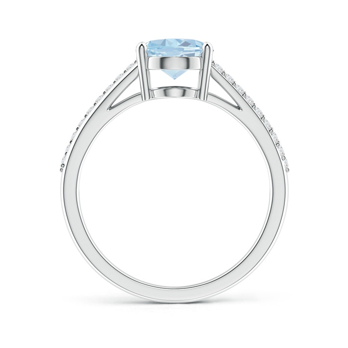 9x7mm A Oval Aquamarine Split Shank Ring with Diamond Accents in White Gold product image