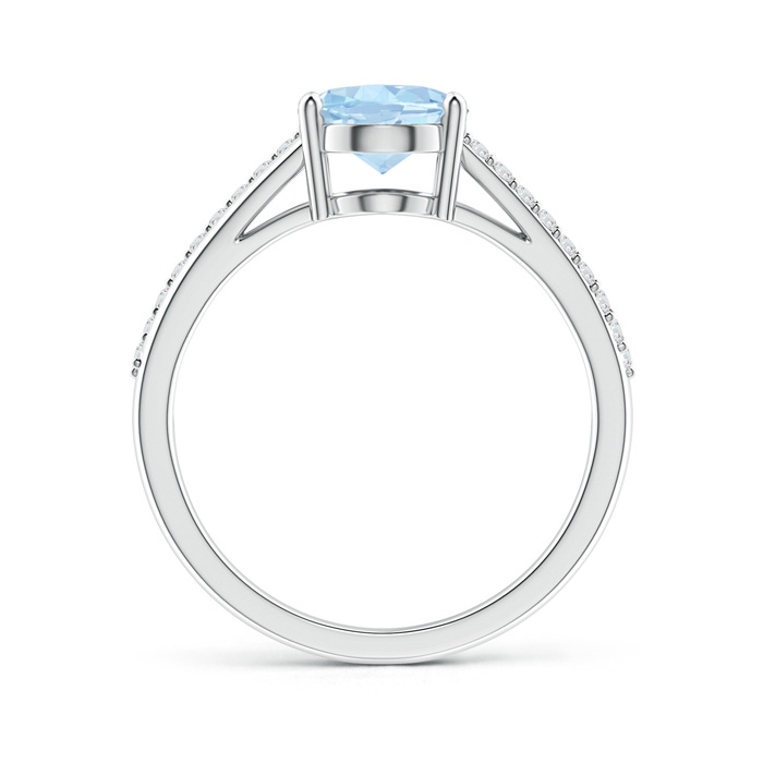 9x7mm AA Oval Aquamarine Split Shank Ring with Diamond Accents in White Gold product image