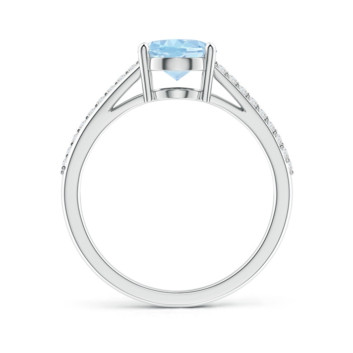 9x7mm AAA Oval Aquamarine Split Shank Ring with Diamond Accents in White Gold product image